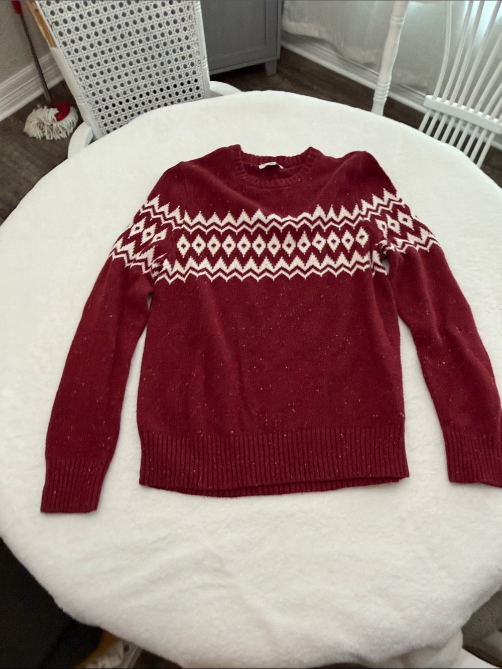 Goodfellow & Co Burgundy Fair Isle Crewneck Sweater